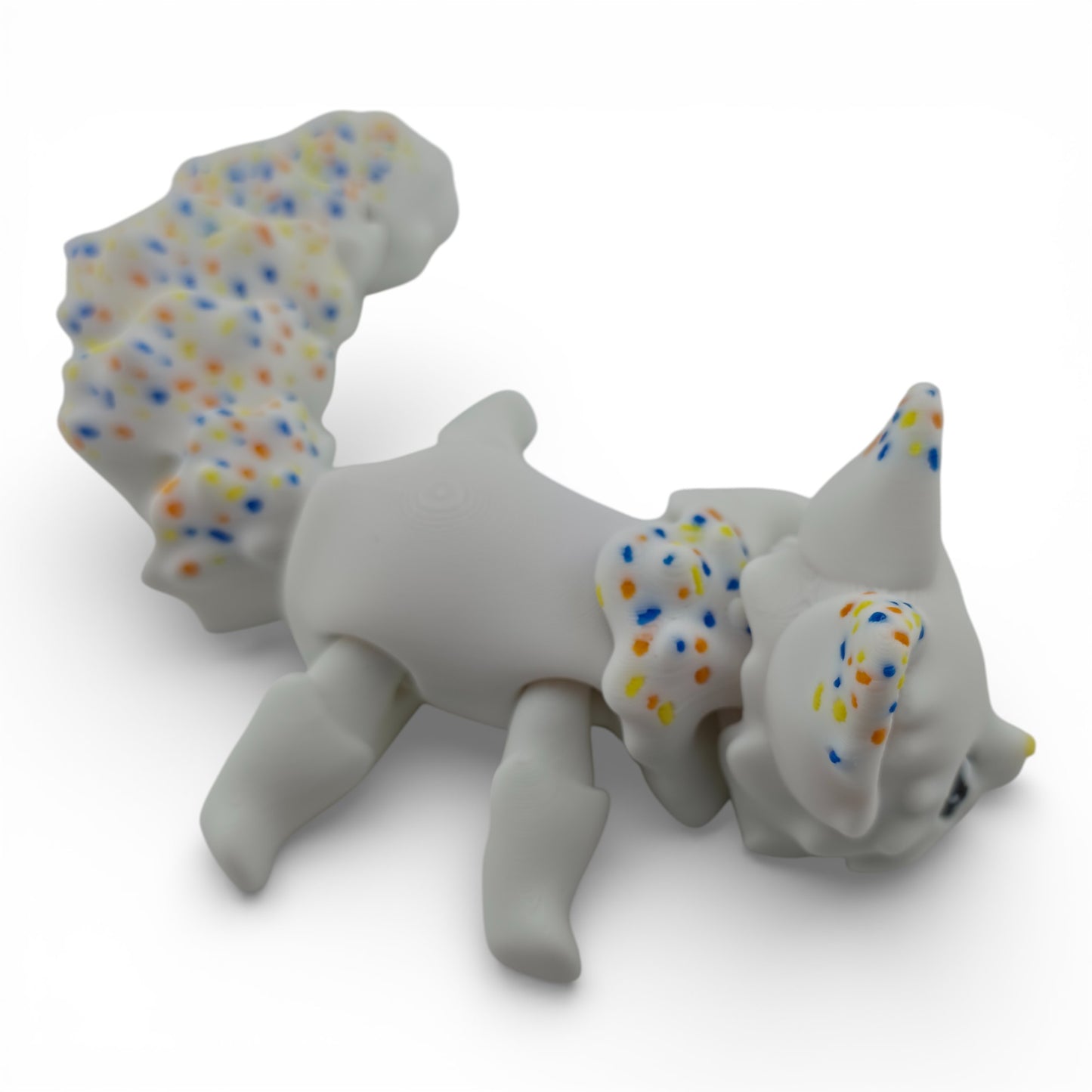 White Sprinkle Fox – 7.5" Articulated 3D Printed Fantasy Figurine | Sweet Dessert-Inspired Collectible