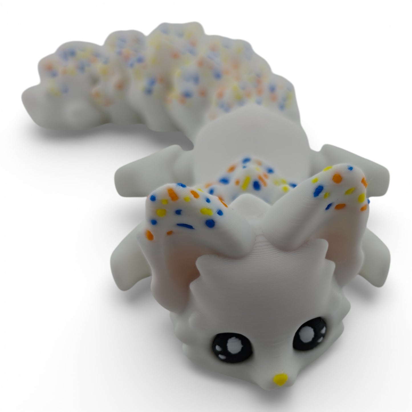 White Sprinkle Fox – 7.5" Articulated 3D Printed Fantasy Figurine | Sweet Dessert-Inspired Collectible