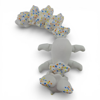 White Sprinkle Fox – 7.5" Articulated 3D Printed Fantasy Figurine | Sweet Dessert-Inspired Collectible