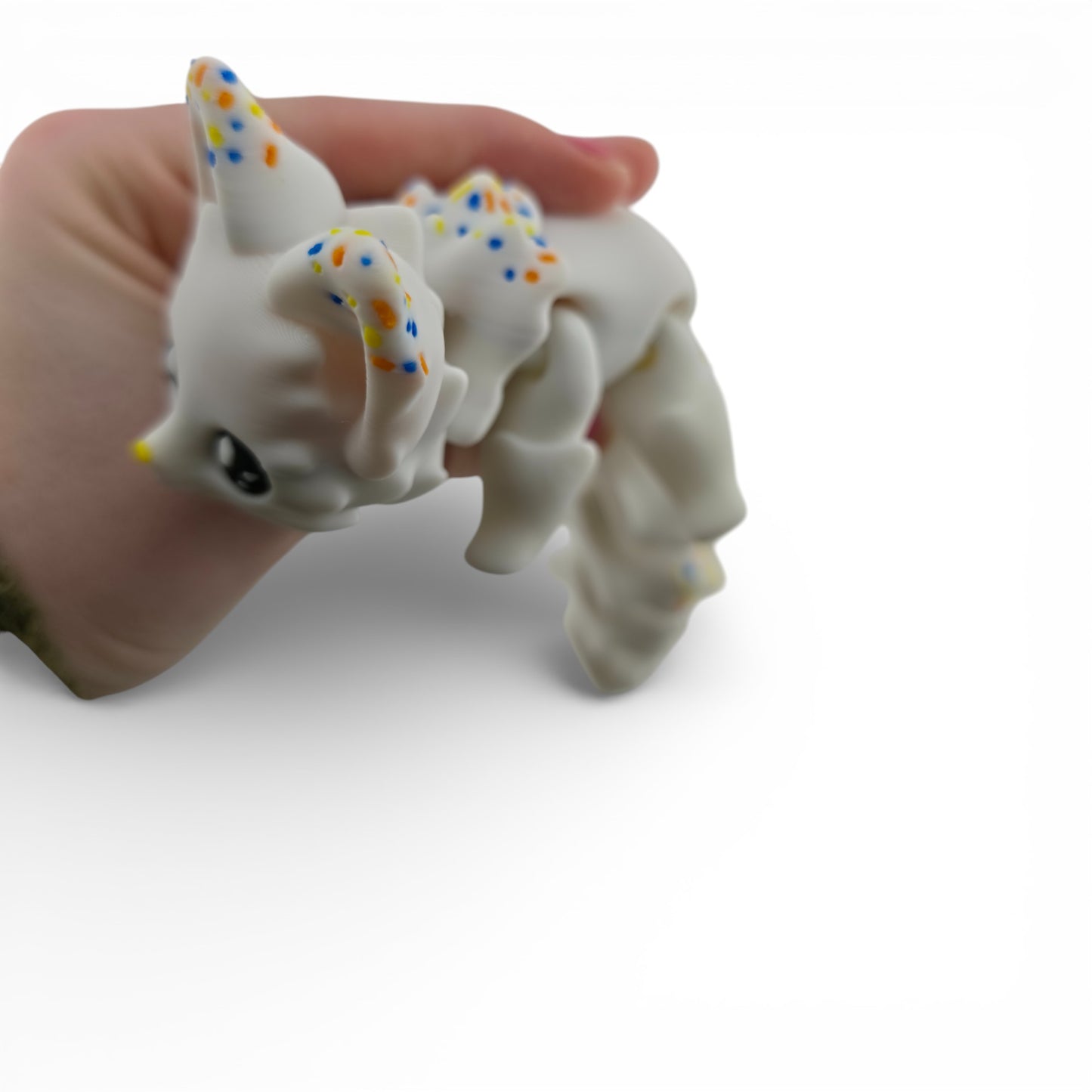 White Sprinkle Fox – 7.5" Articulated 3D Printed Fantasy Figurine | Sweet Dessert-Inspired Collectible