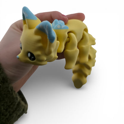 Blue Cupcake Fox – 7.5" Articulated 3D Printed Fantasy Figurine | Sweet Dessert-Inspired Collectible