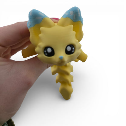 Blue Cupcake Fox – 7.5" Articulated 3D Printed Fantasy Figurine | Sweet Dessert-Inspired Collectible