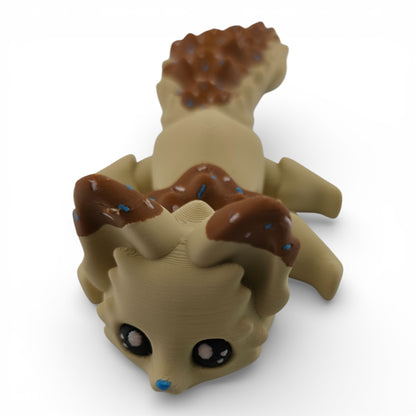Vanilla Fox with Chocolate Icing Fox – 7.5" Articulated 3D Printed Fantasy Figurine | Sweet Dessert-Inspired Collectible