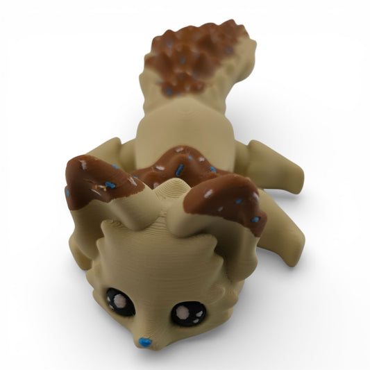 Vanilla Fox with Chocolate Icing Fox – 7.5" Articulated 3D Printed Fantasy Figurine | Sweet Dessert-Inspired Collectible