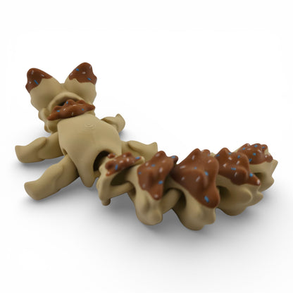 Vanilla Fox with Chocolate Icing Fox – 7.5" Articulated 3D Printed Fantasy Figurine | Sweet Dessert-Inspired Collectible