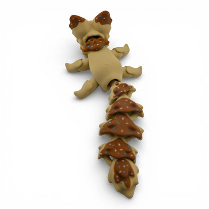 Vanilla Fox with Chocolate Icing Fox – 7.5" Articulated 3D Printed Fantasy Figurine | Sweet Dessert-Inspired Collectible