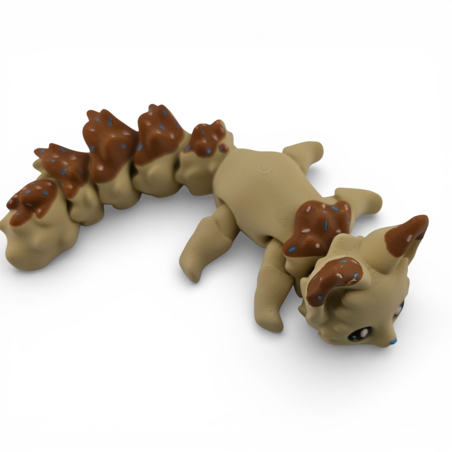 Vanilla Fox with Chocolate Icing Fox – 7.5" Articulated 3D Printed Fantasy Figurine | Sweet Dessert-Inspired Collectible