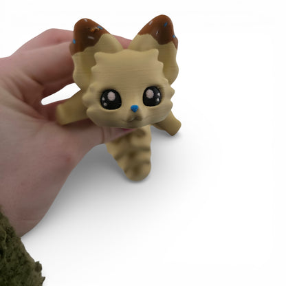 Vanilla Fox with Chocolate Icing Fox – 7.5" Articulated 3D Printed Fantasy Figurine | Sweet Dessert-Inspired Collectible