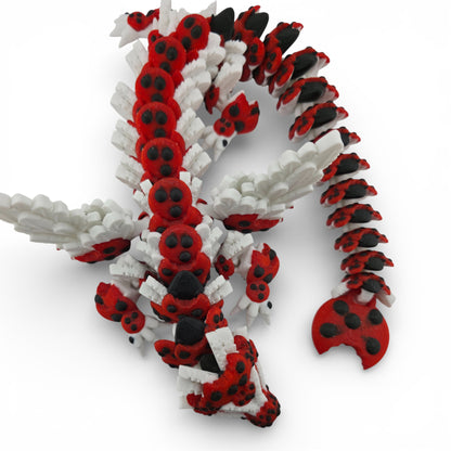 Red Chocolate Chip Winged Dragon – Articulated 3D Printed Fantasy Creature | White Dragon with Chocolate Chips