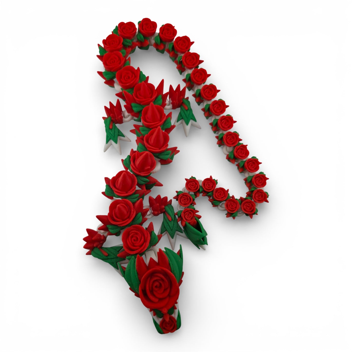 Rose Dragon – Articulated 3D Printed Fantasy Creature |Red and Green