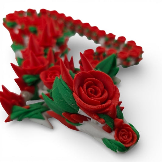 Rose Dragon – Articulated 3D Printed Fantasy Creature |Red and Green