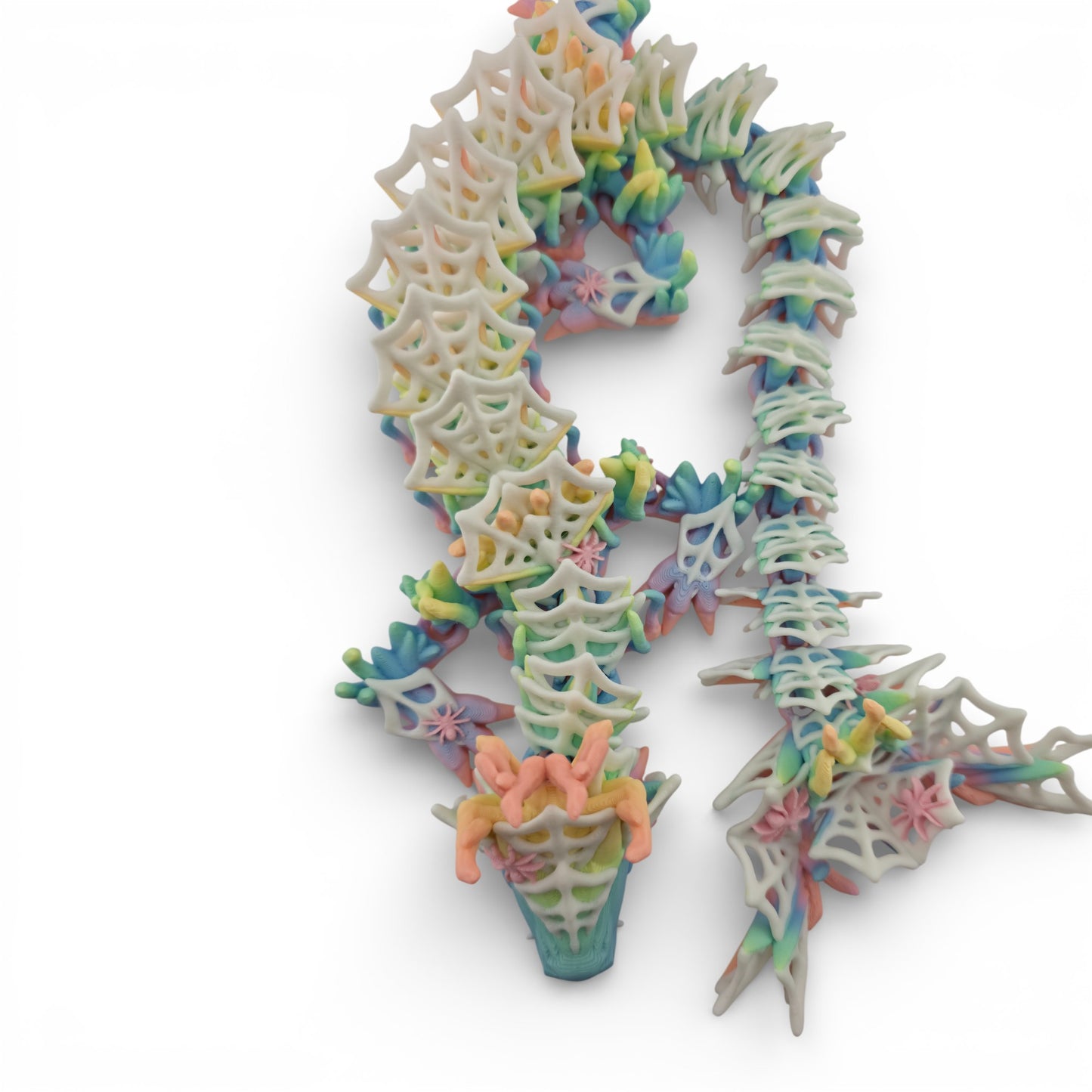Rainbow Wicked Dragon – Articulated 3D Printed Fantasy Figurine | Spider Web Halloween Collectible by Cinderwing3D