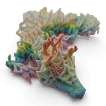 Rainbow Wicked Dragon – Articulated 3D Printed Fantasy Figurine | Spider Web Halloween Collectible by Cinderwing3D