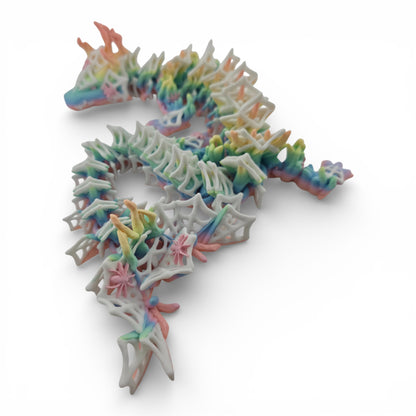 Rainbow Wicked Dragon – Articulated 3D Printed Fantasy Figurine | Spider Web Halloween Collectible by Cinderwing3D