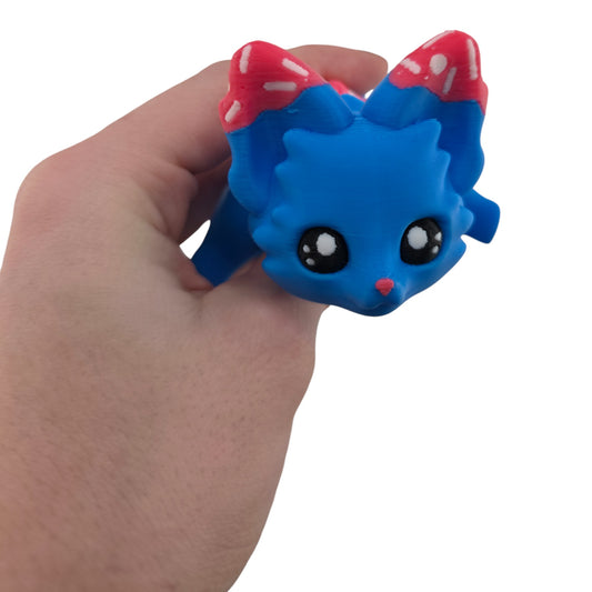 Blue Cupcake Fox – 7.5" Articulated 3D Printed Fantasy Figurine | Sweet Dessert-Inspired Collectible