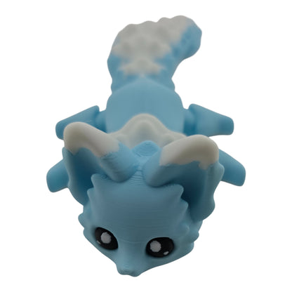 Blue and White Fox – 7.5" Articulated 3D Printed Fantasy Figurine