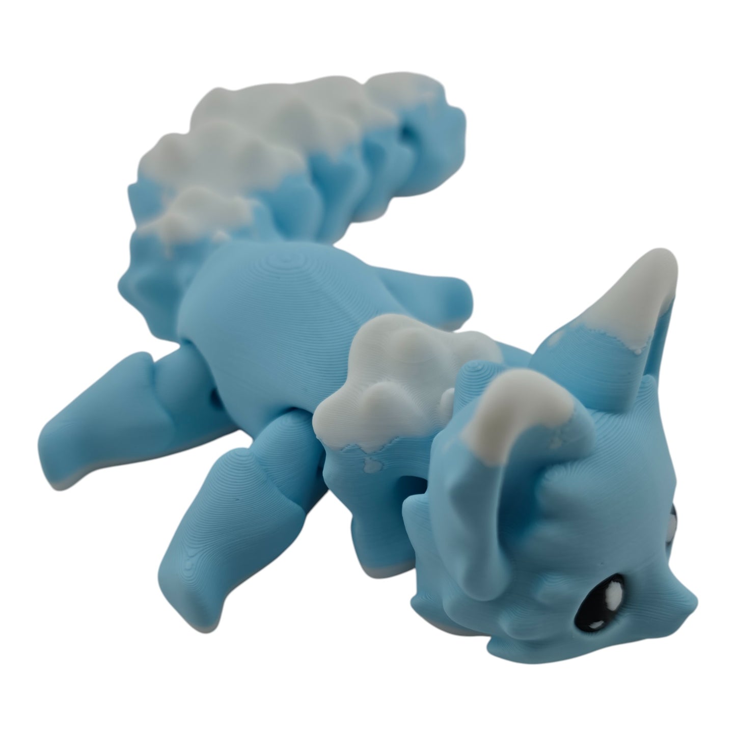 Blue and White Fox – 7.5" Articulated 3D Printed Fantasy Figurine