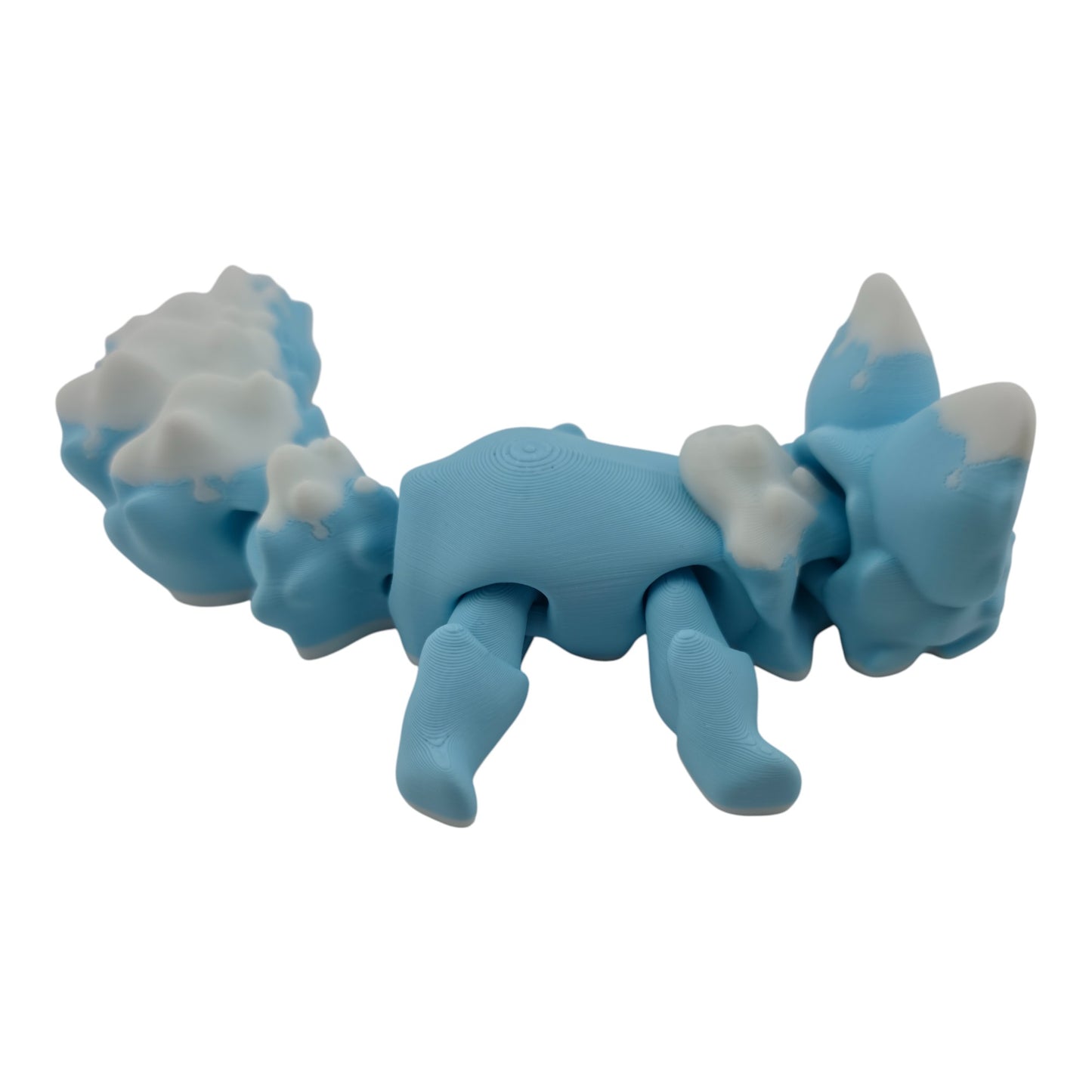 Blue and White Fox – 7.5" Articulated 3D Printed Fantasy Figurine