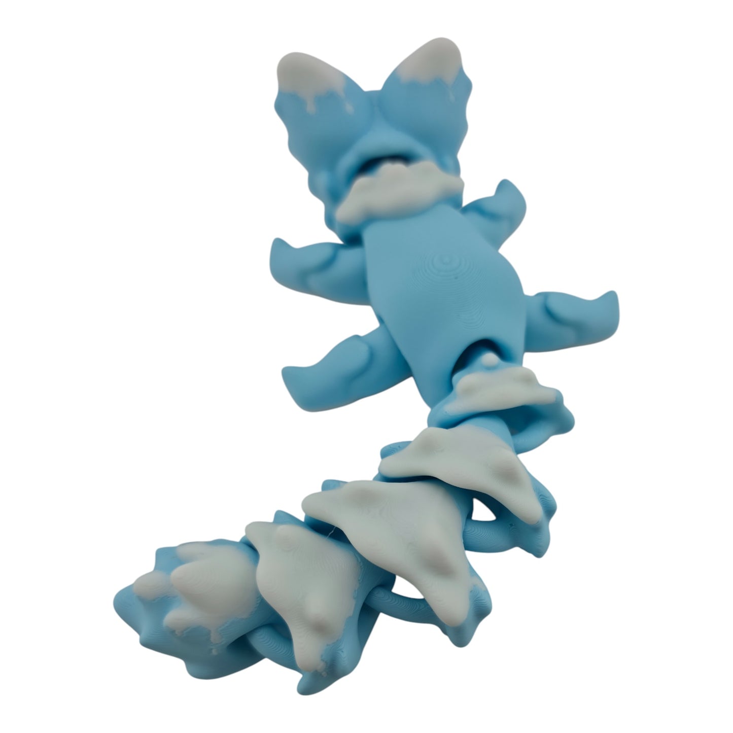 Blue and White Fox – 7.5" Articulated 3D Printed Fantasy Figurine