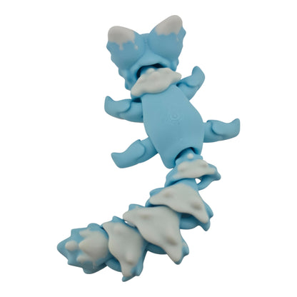 Blue and White Fox – 7.5" Articulated 3D Printed Fantasy Figurine