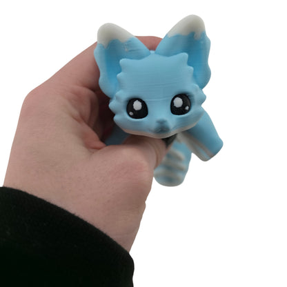 Blue and White Fox – 7.5" Articulated 3D Printed Fantasy Figurine