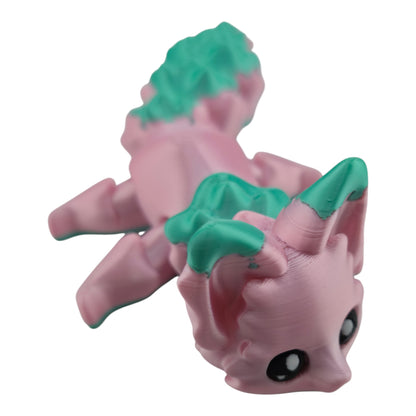 Silk Pink Fox Fox – 7.5" Articulated 3D Printed Fantasy Figurine