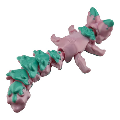 Silk Pink Fox Fox – 7.5" Articulated 3D Printed Fantasy Figurine