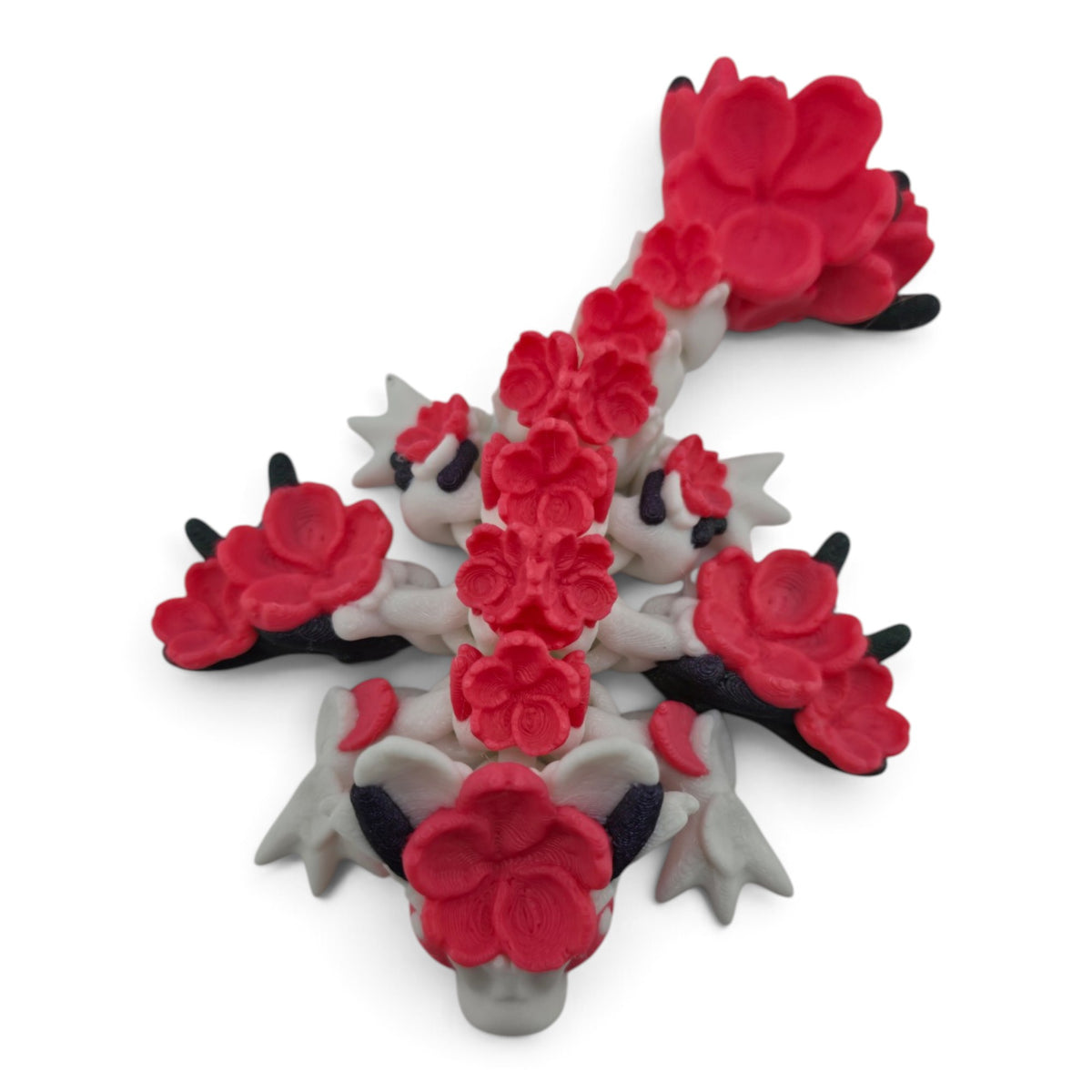 Tiny Sakura Baby Dragon – White & Pink Articulated Fantasy Collectible | 3D Printed Desk & Shelf Decor