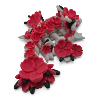 Tiny Sakura Baby Dragon – White & Pink Articulated Fantasy Collectible | 3D Printed Desk & Shelf Decor