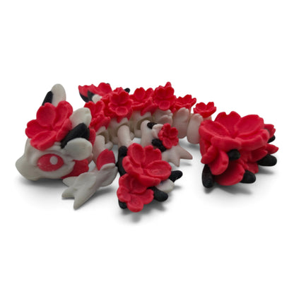 Tiny Sakura Baby Dragon – White & Pink Articulated Fantasy Collectible | 3D Printed Desk & Shelf Decor