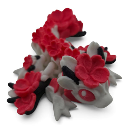Tiny Sakura Baby Dragon – White & Pink Articulated Fantasy Collectible | 3D Printed Desk & Shelf Decor