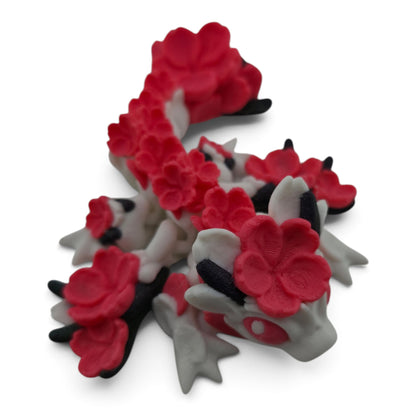 Tiny Sakura Baby Dragon – White & Pink Articulated Fantasy Collectible | 3D Printed Desk & Shelf Decor