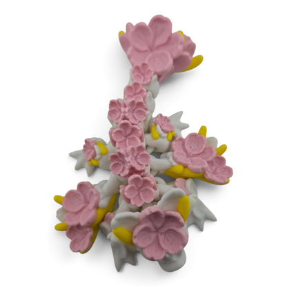 Sakura Baby Dragon – 6" White & Pink Articulated Fantasy Collectible | 3D Printed Cherry Blossom-Inspired Desk & Shelf Decor