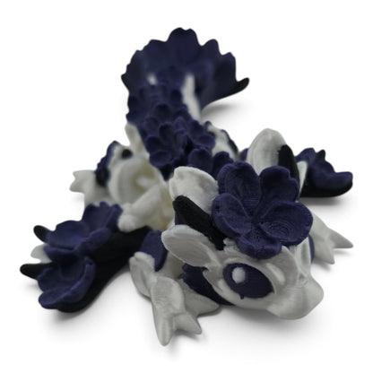 Tiny Sakura Baby Dragon – White & Purple Articulated Fantasy Collectible | 3D Printed Desk & Shelf Decor