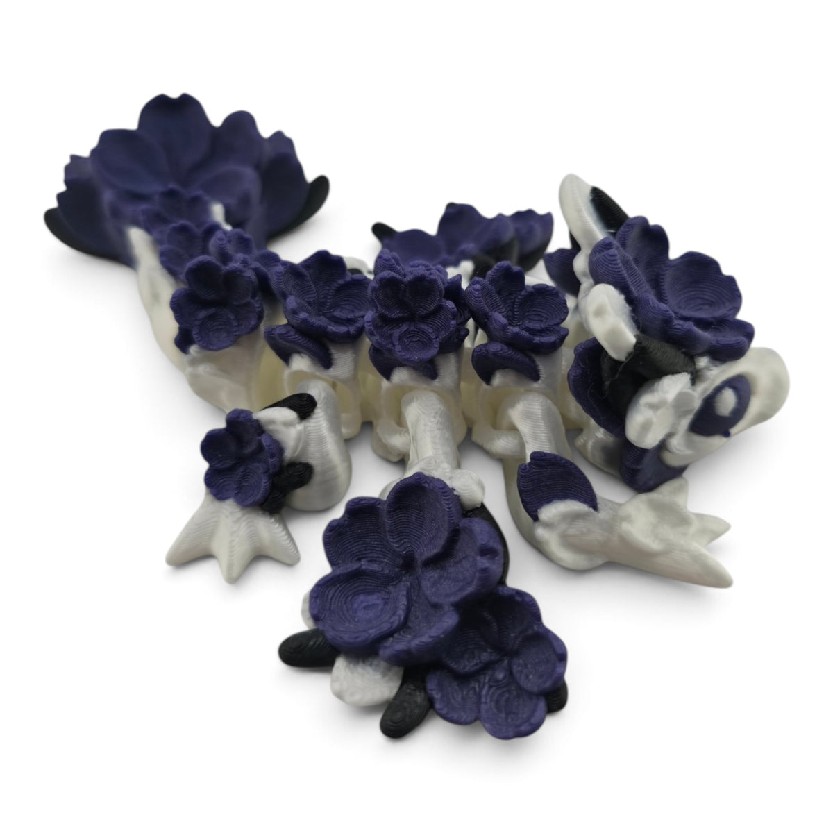 Tiny Sakura Baby Dragon – White & Purple Articulated Fantasy Collectible | 3D Printed Desk & Shelf Decor