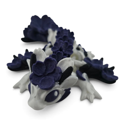 Tiny Sakura Baby Dragon – White & Purple Articulated Fantasy Collectible | 3D Printed Desk & Shelf Decor