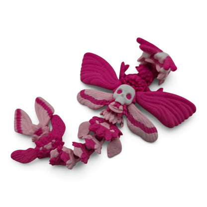Baby Moth Dragon – 6" Pink Articulated Fantasy Collectible | 3D Printed Whimsical Desk & Shelf Decor