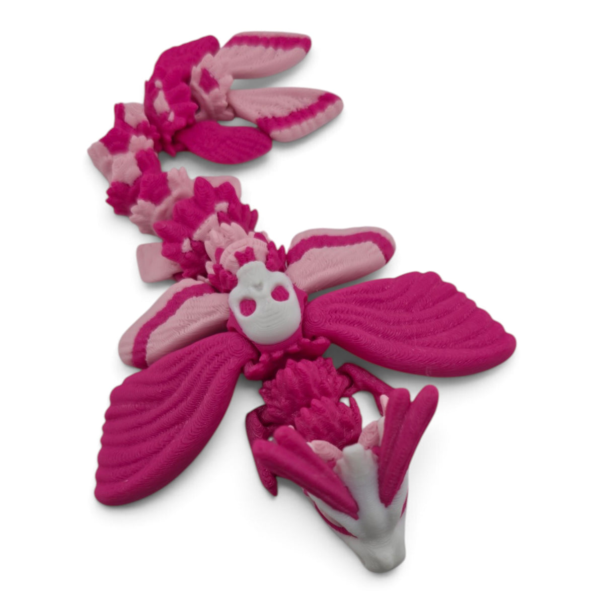 Baby Moth Dragon – 6" Pink Articulated Fantasy Collectible | 3D Printed Whimsical Desk & Shelf Decor
