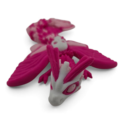 Baby Moth Dragon – 6" Pink Articulated Fantasy Collectible | 3D Printed Whimsical Desk & Shelf Decor