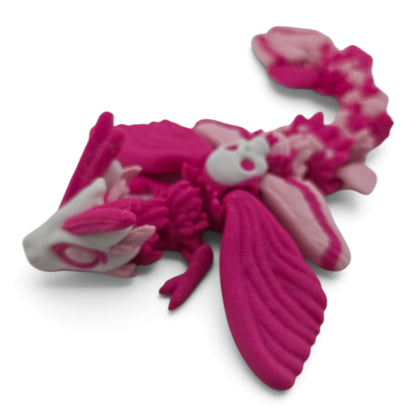 Baby Moth Dragon – 6" Pink Articulated Fantasy Collectible | 3D Printed Whimsical Desk & Shelf Decor