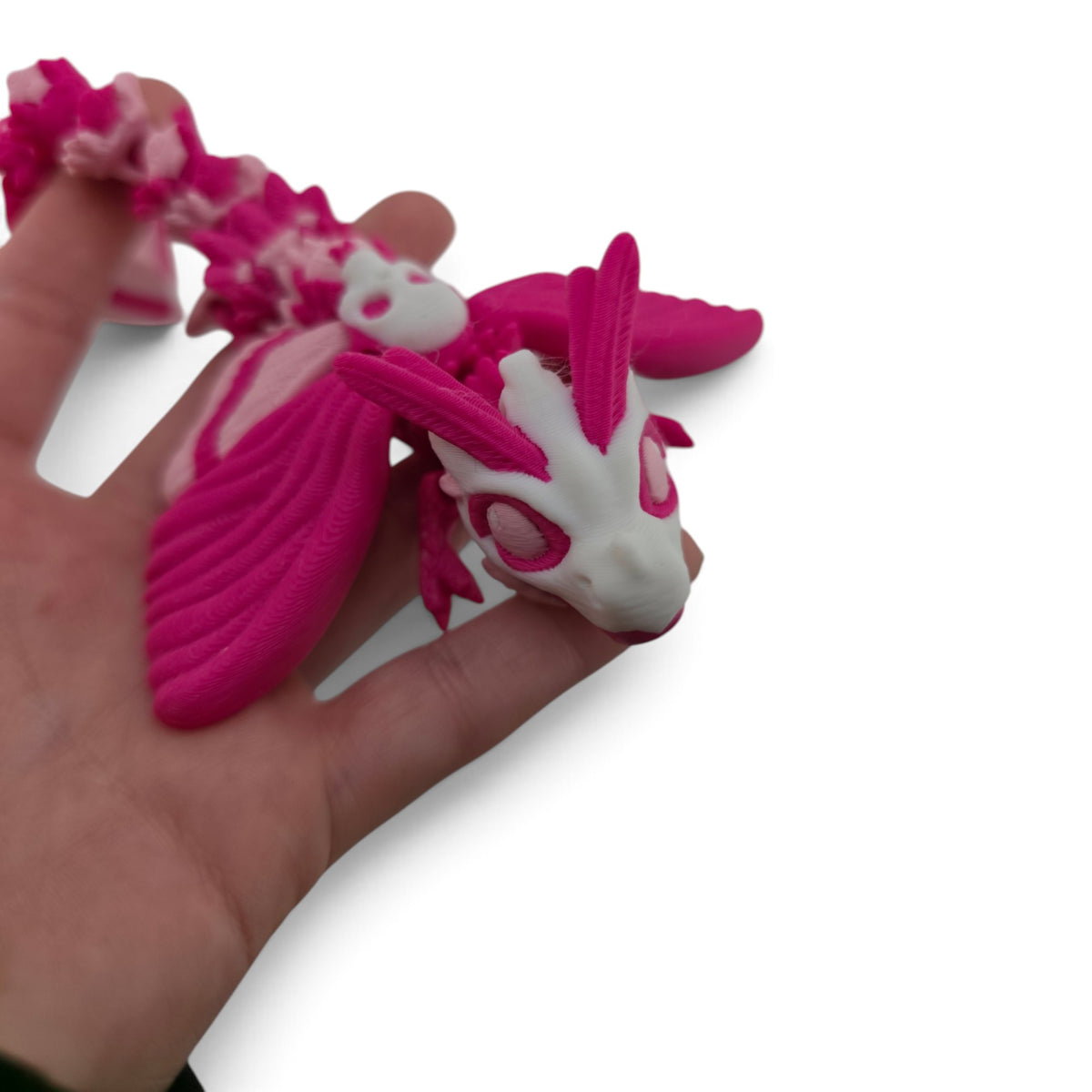 Baby Moth Dragon – 6" Pink Articulated Fantasy Collectible | 3D Printed Whimsical Desk & Shelf Decor