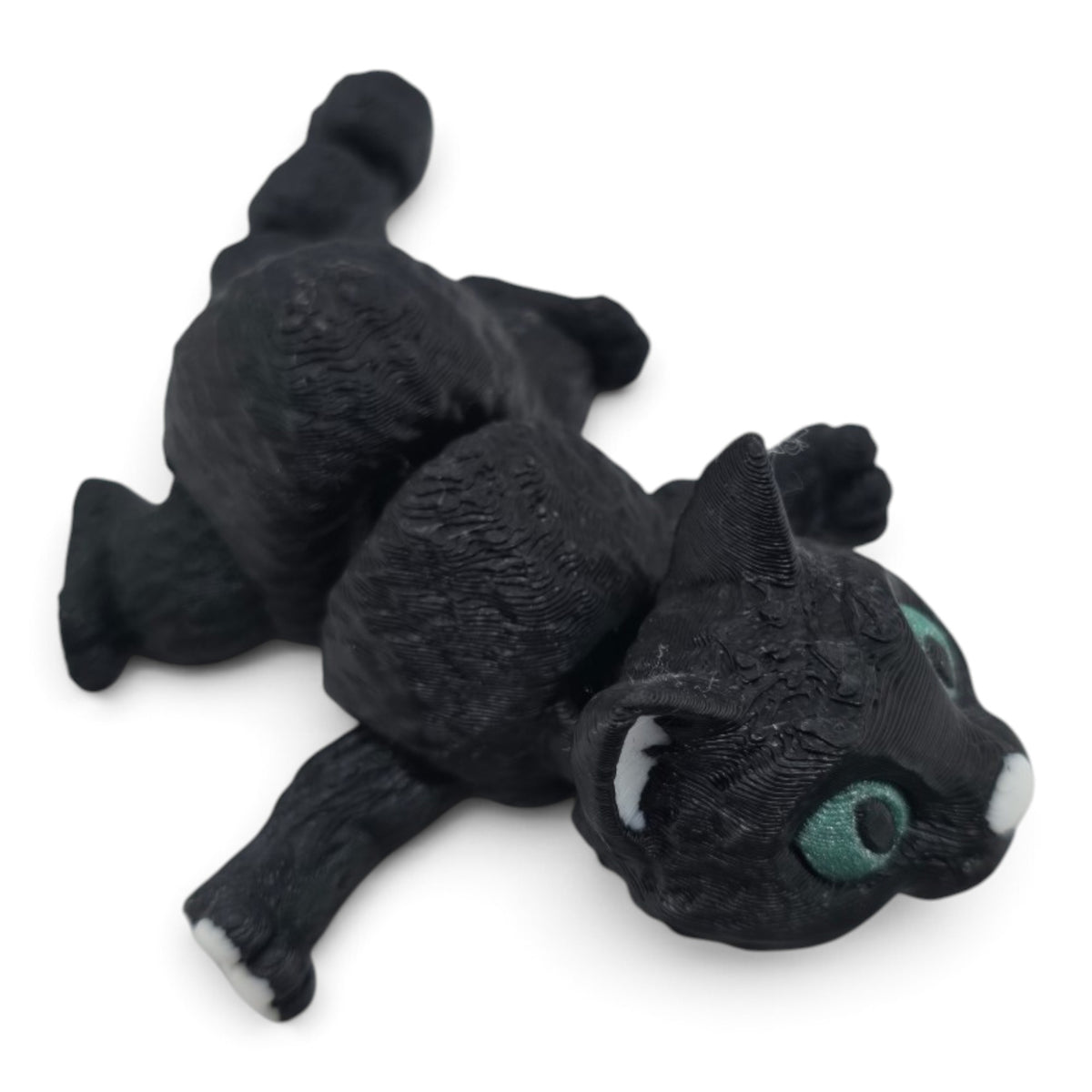 Black Cat Family Set – 3D Printed Articulated Figurines | 1 Adult & 3 Babies | Flexible Collectible Desk Decor