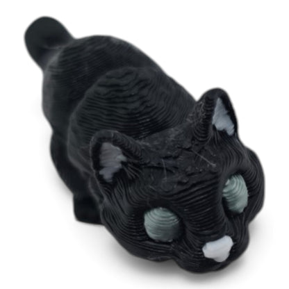 Black Cat Family Set – 3D Printed Articulated Figurines | 1 Adult & 3 Babies | Flexible Collectible Desk Decor