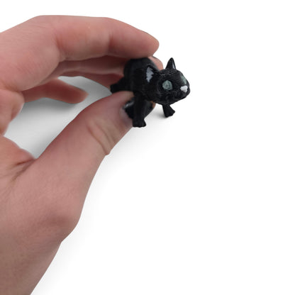 Black Cat Family Set – 3D Printed Articulated Figurines | 1 Adult & 3 Babies | Flexible Collectible Desk Decor