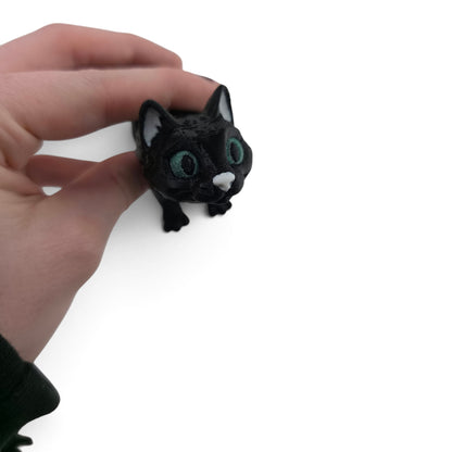 Black Cat Family Set – 3D Printed Articulated Figurines | 1 Adult & 3 Babies | Flexible Collectible Desk Decor