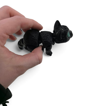 Black Cat Family Set – 3D Printed Articulated Figurines | 1 Adult & 3 Babies | Flexible Collectible Desk Decor