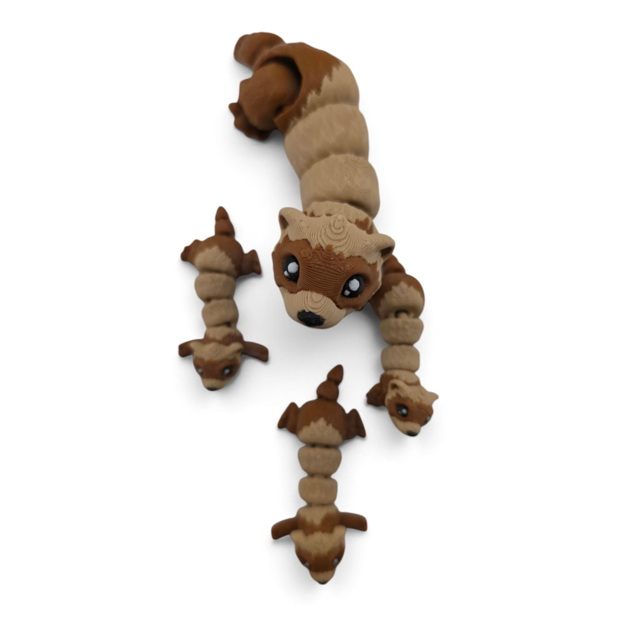 Ferret Family Set – 3D Printed Articulated Figurines | 1 Adult & 3 Babies | Flexible Collectible Desk Decor