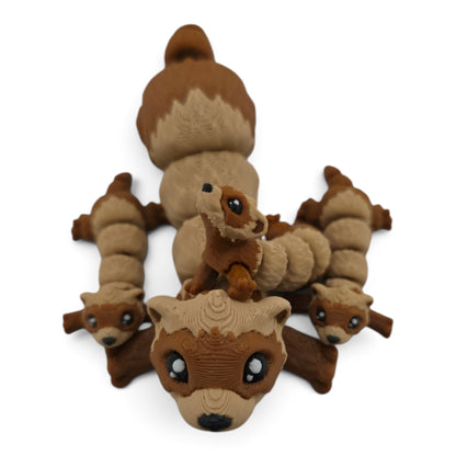 Ferret Family Set – 3D Printed Articulated Figurines | 1 Adult & 3 Babies | Flexible Collectible Desk Decor