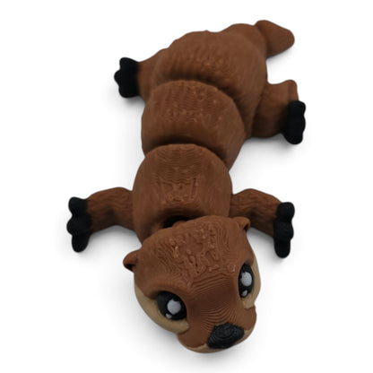 Otter Family Set – 3D Printed Articulated Figurines | 1 Adult & 3 Babies | Flexible Collectible Desk Decor