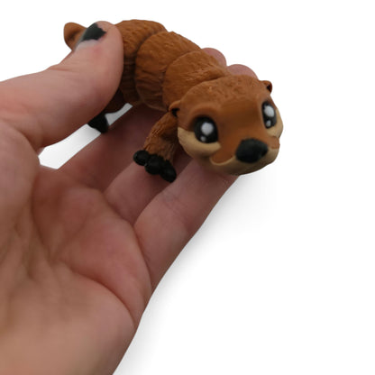 Otter Family Set – 3D Printed Articulated Figurines | 1 Adult & 3 Babies | Flexible Collectible Desk Decor